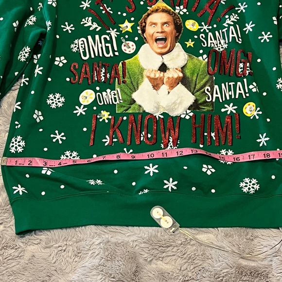 Juniors' Licensed Santa I Know Him Holiday Graphic Light Up Pullover Sweatshirt - Picture 10 of 10